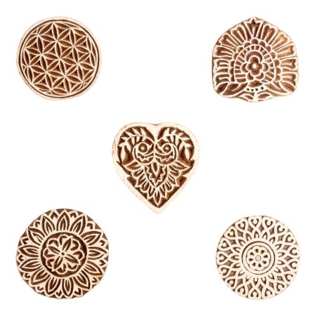 Set of 5 Piece New Mix Wooden Printing Block